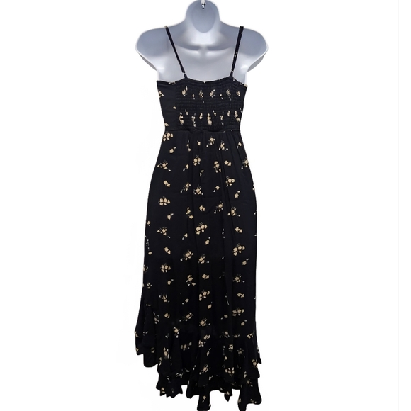 Abercrombie & Fitch Floral Hi Low Dress Black Ruffle Sundress Flower Size XSP - Picture 4 of 16